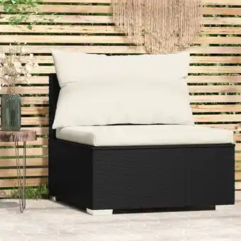 ManoMano Maisonchic - Garten-Mittelsofa Gartensofa Loungesofa Sitzgruppe mit Kissen Schwarz Poly Rattan DE84479 Angebot