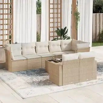 ManoMano 9-tlg. Garten-Sofagarnitur mit Kissen Beige Poly Rattan vidaXL671158 Angebot