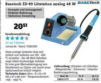 Conrad Basetech Zd-99 Lötstation Analog 48w Angebot