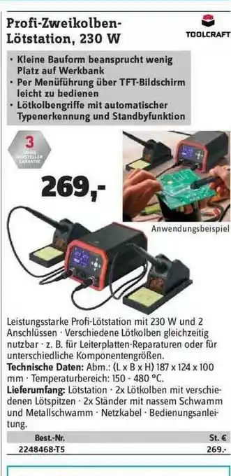 Conrad Toolcraft Profi-zweikolben-lötstation, 230w Angebot