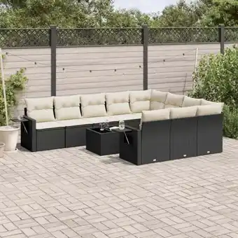 ManoMano 11-tlg. Garten-Sofagarnitur mit Kissen Schwarz Poly Rattan vidaXL22499 Angebot