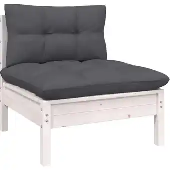 ManoMano Garten-Mittelsofa Gartensofa Gartenmöbel - Gartenbank mit Kissen Weiß Massivholz Kiefer BV657681 Bonnevie Angebot