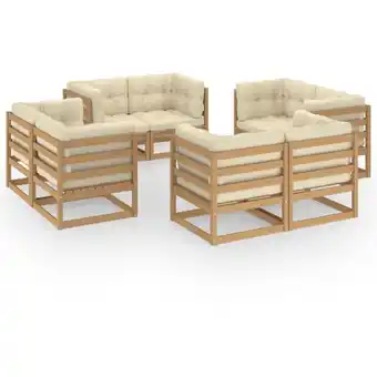 ManoMano 8-tlg. Sitzgruppe Gartenmöbel Set - Garten-Lounge-Set mit Kissen Kiefer Massivholz BV425297 Bonnevie Angebot