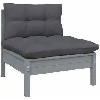 ManoMano Garten-Mittelsofa Gartensofa Loungesofa Sitzgruppe mit Anthrazit Kissen Grau Massivholz Kiefer DE83794 Angebot