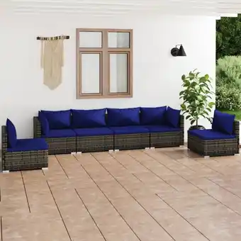 ManoMano 6-tlg. Sitzgruppe Gartenmöbel Set - Balkonmöbel Set mit Kissen Poly Rattan Grau BV622209 Bonnevie Angebot