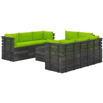 ManoMano Maisonchic - 9-tlg. Garten-Sofagarnitur aus Paletten, Gartenmöbel-Set, Sitzgruppe Gartenset mit Kissen Kiefernholz LLOAQ66660 Angebot