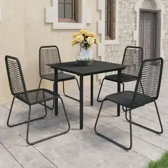 ManoMano 5-tlg. Garten-Essgruppe Gartenmöbel Set Sitzgruppe pvc Rattan Schwarz DE10818 Angebot