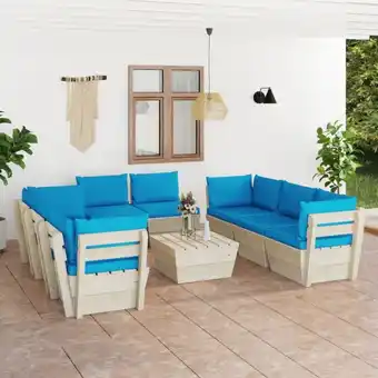 ManoMano 9-tlg. Garten-Sofagarnitur aus Paletten, Gartenmöbel-Set, Sitzgruppe Gartenset mit Kissen Fichtenholz LLOAQ665808 Maisonchic Angebot