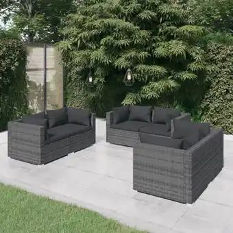 ManoMano 6-tlg. Garten-Lounge-Set, Gartenmöbel, Sitzgruppe Gartenset mit Kissen Poly Rattan Grau LLOAQ420895 Maisonchic Angebot