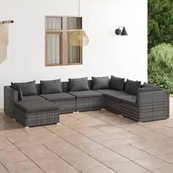 ManoMano 7-tlg. Sitzgruppe Gartenmöbel Set - Garten-Lounge-Set mit Kissen Poly Rattan Grau BV723889 Bonnevie Angebot