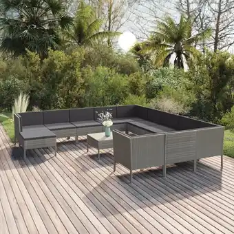 ManoMano 13-tlg. Gartenmöbel Set Sitzgruppe Essgruppe mit Auflagen Poly Rattan Grau DE39819 Angebot