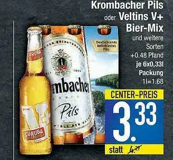 E-Center Krombacher Pils Oder Veltins V+ Bier-mix Angebot