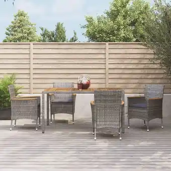 ManoMano 5-tlg. Garten-Essgruppe，Gartenmöbel Set mit Kissen Grau Poly Rattan vidaXL Angebot