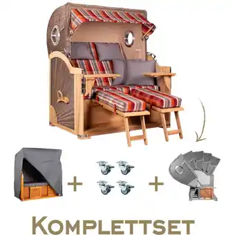 ManoMano Strandkorb Komplettset Baltikum Teak Bullauge PE Grey Dessin 584 Angebot