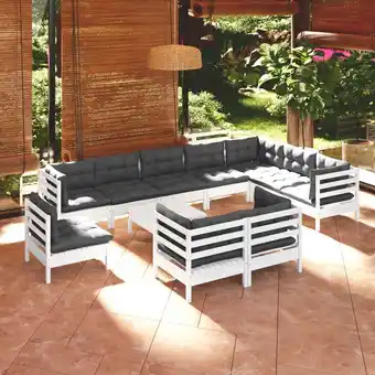 ManoMano 11-tlg. Garten-Lounge-Set,Gartenmöbel-Set mit Kissen Weiß Kiefer Massivholz vidaXL817270 Angebot