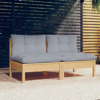 ManoMano 2-Sitzer-Gartensofa,Gartenstuhl,Lounge-Sofa mit Grauen Kissen Massivholz Kiefer AGHDE439866 Maisonchic Angebot