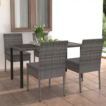 ManoMano 5-tlg. Garten-Essgruppe Gartenmöbel Set Terrassen/Balkon/Outdoor-Essgruppe Poly Rattan Grau ETHJ218977 Maisonchic Angebot