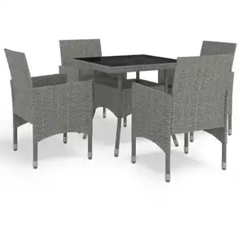 ManoMano 5-tlg. Garten-Essgruppe Gartenmöbel Set Terrassen/Balkon/Outdoor-Essgruppe Grau Poly Rattan und Glas ETHJ344624 Maisonchic Angebot