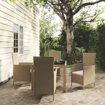 ManoMano 5-tlg. Gartenmöbel Set Sitzgruppe Garten mit Tisch und Stühlen - mit Kissen Poly Rattan Beige BV801625 Bonnevie Angebot