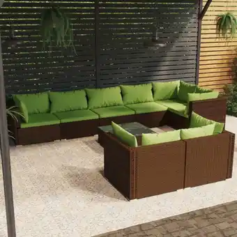 ManoMano Maisonchic - 9-tlg. Garten-Lounge-Set, Gartenmöbel, Sitzgruppe Gartenset mit Kissen Braun Poly Rattan LLOAQ305624 Angebot