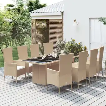 ManoMano Maisonchic - 9-tlg. Garten-Essgruppe Gartenmöbel Set Terrassen/Balkon/Outdoor-Essgruppe mit Kissen Beige Poly Rattan ETHJ8868 Angebot