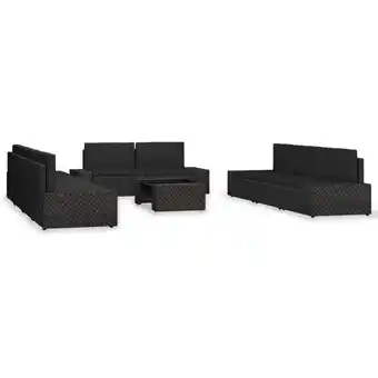 ManoMano 10-tlg. Sitzgruppe Gartenmöbel Set - Balkonmöbel Set Poly Rattan Schwarz BV355641 Bonnevie Angebot