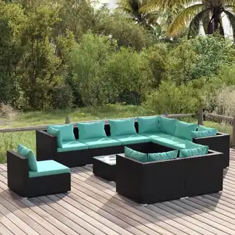 ManoMano 10-tlg. Garten-Lounge-Set,Gartenmöbel-Set mit Kissen Poly Rattan Schwarz vidaXL Angebot