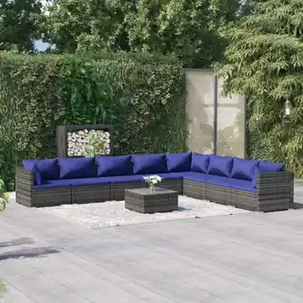 ManoMano 9-tlg. Sitzgruppe Gartenmöbel Set - Garten-Lounge-Set mit Kissen Poly Rattan Grau BV804986 Bonnevie Angebot