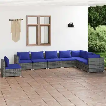 ManoMano 8-tlg. Garten-Lounge-Set Gartenmöbel Set Sitzgruppe Essgruppe mit Kissen Poly Rattan Grau DE79846 Angebot