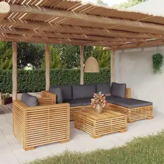 ManoMano 6-tlg. Garten-Lounge-Set, Gartenmöbel, Sitzgruppe Gartenset mit Kissen Massivholz Teak LLOAQ819915 Maisonchic Angebot