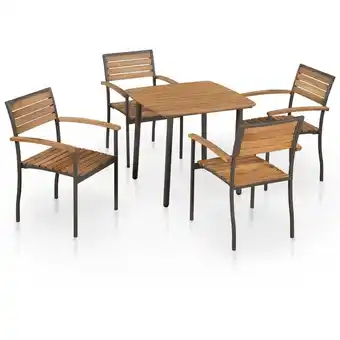 ManoMano 5-tlg. Garten-Essgruppe Gartenmöbel Set Sitzgruppe Akazie Massivholz und Stahl DE70189 Angebot