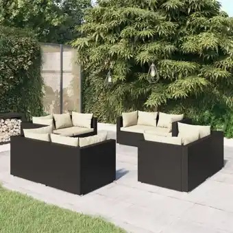 ManoMano 8-tlg. Garten-Lounge-Set, Gartenmöbel, Sitzgruppe Gartenset mit Kissen Poly Rattan Schwarz LLOAQ456953 Maisonchic Angebot