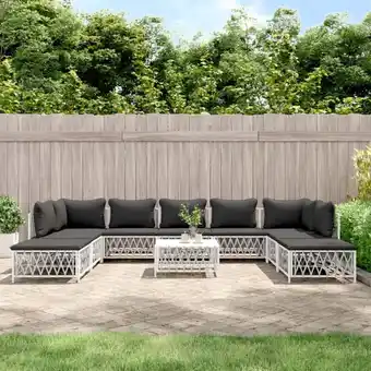 ManoMano Maisonchic - 10-tlg. Garten-Lounge-Set, Gartenmöbel, Sitzgruppe Gartenset mit Kissen Weiß Stahl LLOAQ685876 Angebot