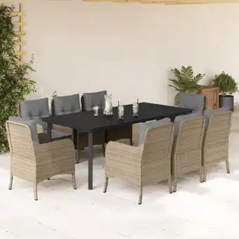 ManoMano Bonnevie - 9-tlg. Garten-Essgruppe mit Kissen Beige Poly Rattan vidaXL31474 Angebot