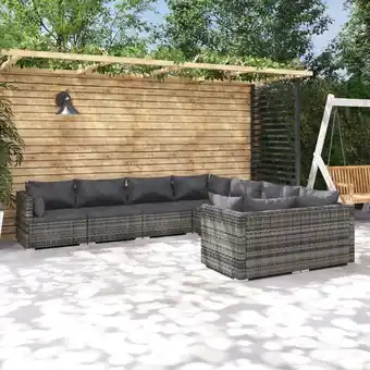 ManoMano Maisonchic - 8-tlg. Garten-Lounge-Set Gartenmöbel-Set Terrassen-Sitzgruppe mit Kissen Poly Rattan Grau ZDEH54068 Angebot