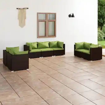 ManoMano Maisonchic - 7-tlg. Garten-Lounge-Set Gartenmöbel-Set Terrassen-Sitzgruppe mit Kissen Poly Rattan Braun ZDEH17324 Angebot