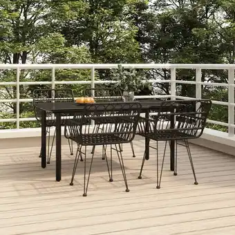 ManoMano 5-tlg. Garten-Essgruppe, Gartenmöbel, Sitzgruppe Gartenset Schwarz Poly Rattan LLOAQ476492 Maisonchic Angebot