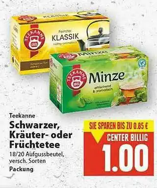 E-Center Teekanne Schwarzer Kräuter- Oder Früchtetee Angebot