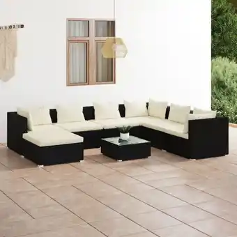 ManoMano Maisonchic - 8-tlg. Garten-Lounge-Set, Gartenmöbel, Sitzgruppe Gartenset mit Kissen Poly Rattan Schwarz LLOAQ156596 Angebot