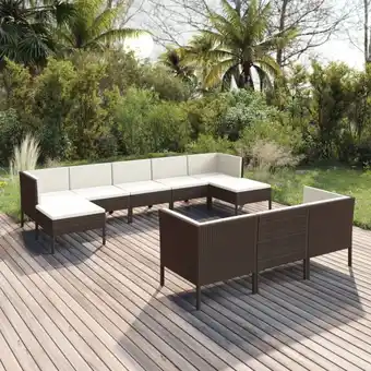 ManoMano 10-tlg. Garten-Lounge-Set Gartenmöbel-Set Terrassen-Sitzgruppe mit Auflagen Poly Rattan Braun ZDEH88946 MaisonChic Angebot