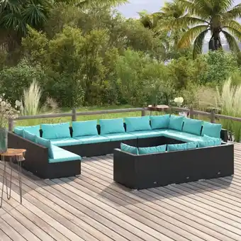 ManoMano 13-tlg. Garten-Lounge-Set,Gartenmöbel-Set mit Kissen Schwarz Poly Rattan vidaXL Angebot