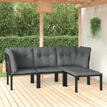 ManoMano 4-tlg. Garten-Lounge-Set, Gartenmöbel, Sitzgruppe Gartenset Schwarz und Grau Poly Rattan LLOAQ966824 Maisonchic Angebot