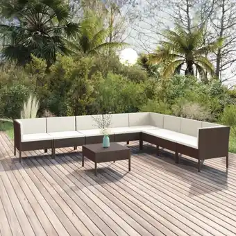 ManoMano 9-tlg. Garten-Lounge-Set Gartenmöbel-Set Terrassen-Sitzgruppe mit Auflagen Poly Rattan Braun ZDEH99350 Maisonchic Angebot