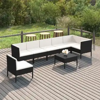 ManoMano 8-tlg. Garten-Lounge-Set Gartenmöbel-Set Terrassen-Sitzgruppe mit Auflagen Poly Rattan Schwarz ZDEH56344 Maisonchic Angebot