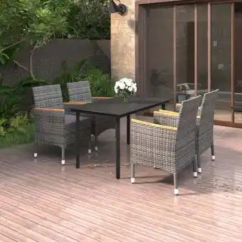 ManoMano 5-tlg. Garten-Essgruppe Gartenmöbel Set Terrassen/Balkon/Outdoor-Essgruppe mit Auflagen Poly Rattan und Glas ETHJ696436 Maiso Angebot