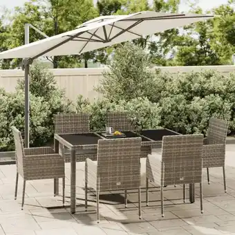 ManoMano 7-tlg. Garten-Essgruppe Gartenmöbel Set Sitzgruppe mit Kissen Grau Poly Rattan DE56709 Angebot