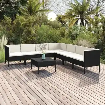 ManoMano 8-tlg. Garten-Lounge-Set Gartenmöbel Set Sitzgruppe Essgruppe mit Auflagen Poly Rattan Schwarz DE79090 Angebot