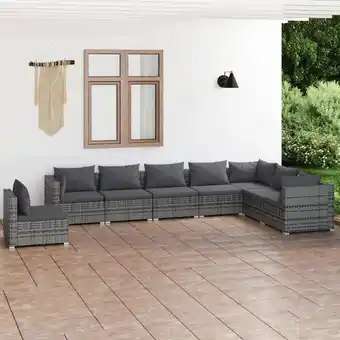 ManoMano 8-tlg. Garten-Lounge-Set Gartenmöbel Set Sitzgruppe Essgruppe mit Kissen Poly Rattan Grau DE23353 Angebot