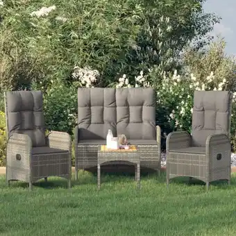 ManoMano 4-tlg. Garten-Essgruppe Gartenmöbel Set Terrassen/Balkon/Outdoor-Essgruppe mit Kissen Grau Poly Rattan ETHJ182494 Maisonchic Angebot