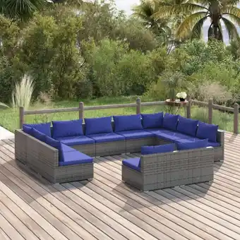 ManoMano 11-tlg. Garten-Lounge-Set,Gartenmöbel-Set mit Kissen Grau Poly Rattan vidaXL Angebot